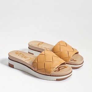 Sam Edelman Adelay Camel Woven Slide Sandals